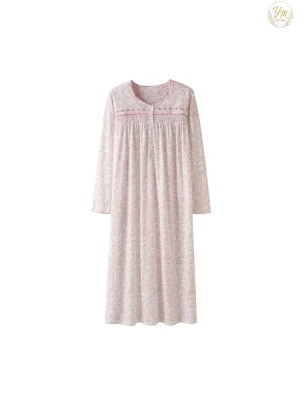 Women's Long Sleeve Cotton Nightgown Embroidery Lace Sleepwear Lounge Dress